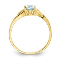 10K Yellow Gold Polished 6x 4mm Oval Genuine March Aquamarine Birthstone Ring view 2
