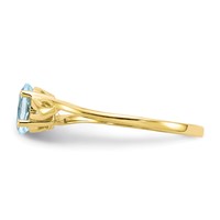 10K Yellow Gold Polished 6x 4mm Oval Genuine March Aquamarine Birthstone Ring view 3