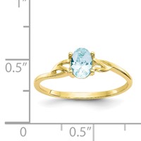 10K Yellow Gold Polished 6x 4mm Oval Genuine March Aquamarine Birthstone Ring view 5