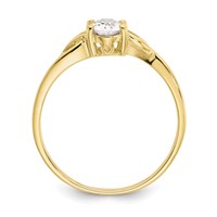 10K Yellow Gold Polished 6x 4mm Oval Genuine April White Topaz Birthstone Ring view 2