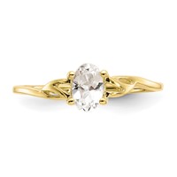 10K Yellow Gold Polished 6x 4mm Oval Genuine April White Topaz Birthstone Ring view 4