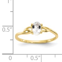 10K Yellow Gold Polished 6x 4mm Oval Genuine April White Topaz Birthstone Ring view 5