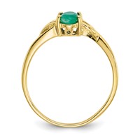 10K Yellow Gold Polished 6x 4mm Oval Genuine May Emerald Birthstone Ring view 2