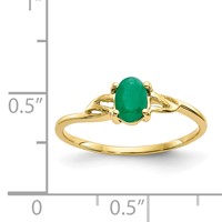 10K Yellow Gold Polished 6x 4mm Oval Genuine May Emerald Birthstone Ring view 5