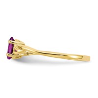 10K Yellow Gold Polished 6x 4mm Oval Genuine June Rhodolite Garnet Birthstone Ring view 3