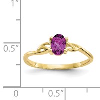 10K Yellow Gold Polished 6x 4mm Oval Genuine June Rhodolite Garnet Birthstone Ring view 5