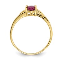 10K Yellow Gold Polished 6x4mm Oval Genuine July Ruby Birthstone Ring - Size 7 view 2