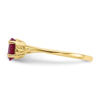 10K Yellow Gold Polished 6x4mm Oval Genuine July Ruby Birthstone Ring - Size 7 view 3