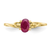 10K Yellow Gold Polished 6x4mm Oval Genuine July Ruby Birthstone Ring - Size 7 view 4