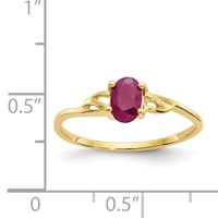 10K Yellow Gold Polished 6x4mm Oval Genuine July Ruby Birthstone Ring - Size 7 view 5