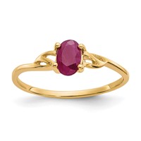 10K Yellow Gold Polished 6x4mm Oval Genuine July Ruby Birthstone Ring - Size 7 view 1