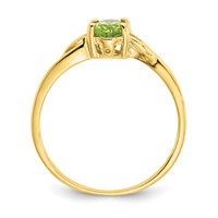 10K Yellow Gold Polished 6x 4mm Oval Genuine August Peridot Birthstone Ring view 2