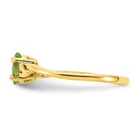 10K Yellow Gold Polished 6x 4mm Oval Genuine August Peridot Birthstone Ring view 3
