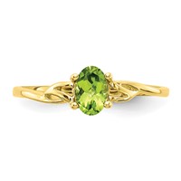 10K Yellow Gold Polished 6x 4mm Oval Genuine August Peridot Birthstone Ring view 4