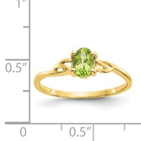 10K Yellow Gold Polished 6x 4mm Oval Genuine August Peridot Birthstone Ring view 5