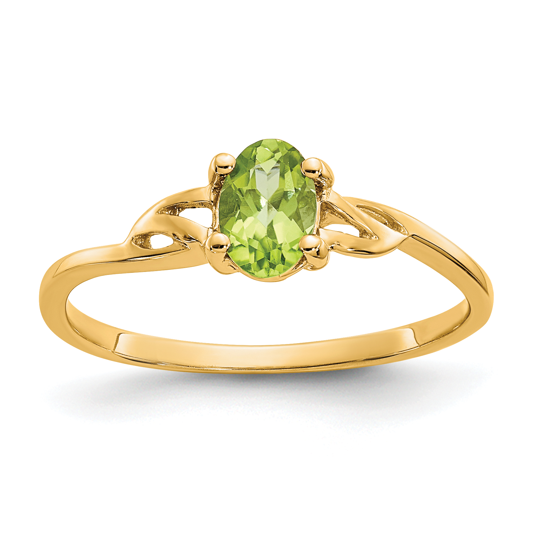 10k Polished Genuine Peridot Birthstone Ring (10XBR137)