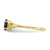 10K Yellow Gold Polished 6x 4mm Oval Genuine September Sapphire Birthstone Ring view 3