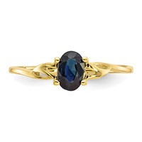 10K Yellow Gold Polished 6x 4mm Oval Genuine September Sapphire Birthstone Ring view 4