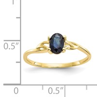 10K Yellow Gold Polished 6x 4mm Oval Genuine September Sapphire Birthstone Ring view 5