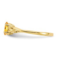 10K Yellow Gold Polished 6x 4mm Oval Genuine November Citrine Birthstone Ring view 3