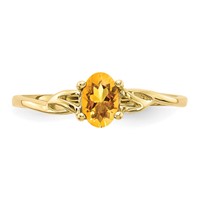10K Yellow Gold Polished 6x 4mm Oval Genuine November Citrine Birthstone Ring view 4