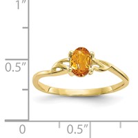 10K Yellow Gold Polished 6x 4mm Oval Genuine November Citrine Birthstone Ring view 5