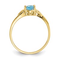 10K Yellow Gold Polished 6x 4mm Oval Genuine December Blue Topaz Birthstone Ring view 2