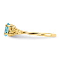 10K Yellow Gold Polished 6x 4mm Oval Genuine December Blue Topaz Birthstone Ring view 3