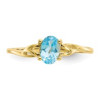 10K Yellow Gold Polished 6x 4mm Oval Genuine December Blue Topaz Birthstone Ring view 4