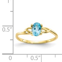 10K Yellow Gold Polished 6x 4mm Oval Genuine December Blue Topaz Birthstone Ring view 5