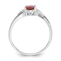 10K White Gold Polished 6x 4mm Oval Genuine January Garnet Birthstone Ring view 2