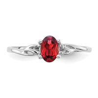 10K White Gold Polished 6x 4mm Oval Genuine January Garnet Birthstone Ring view 4