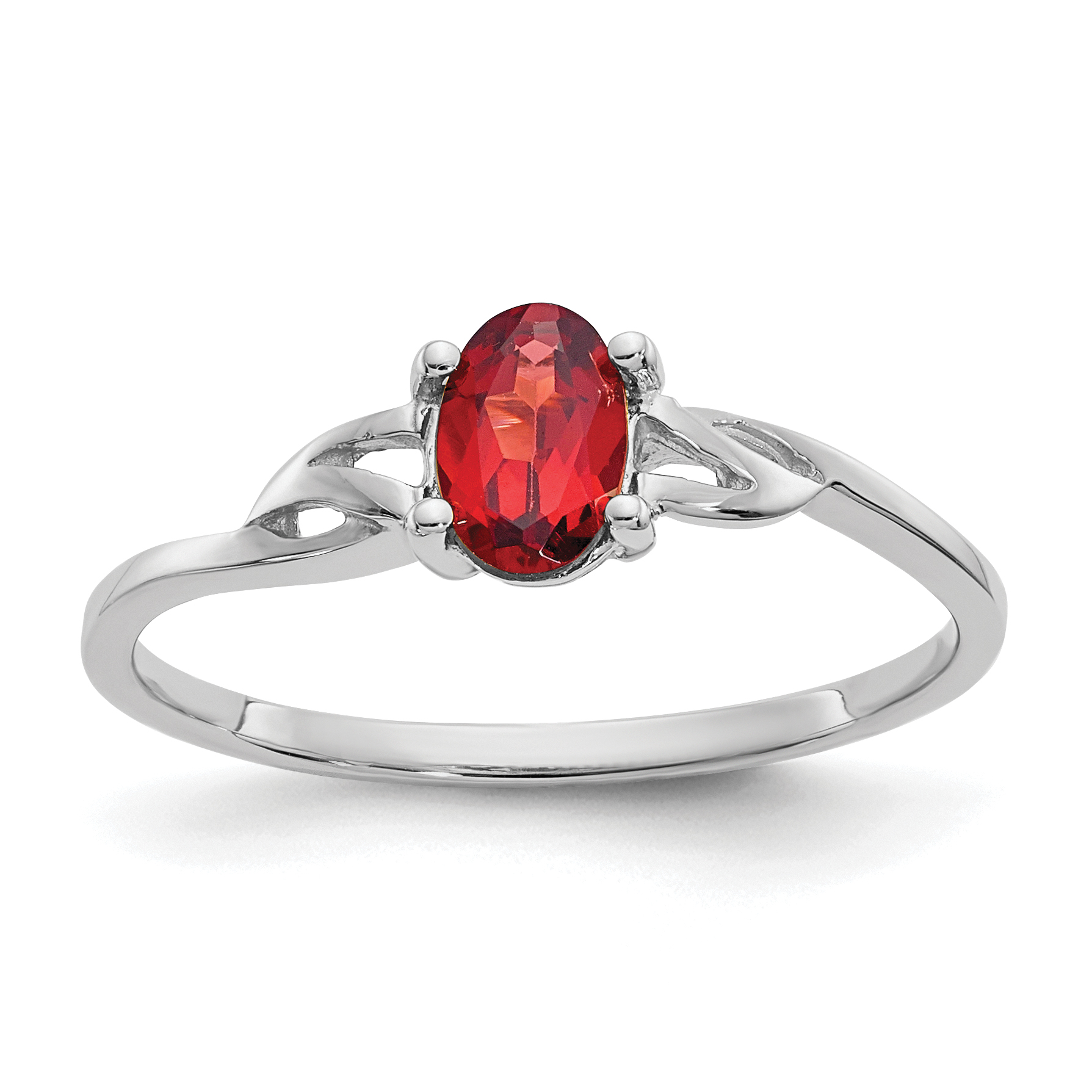 10k White Gold Polished Genuine Garnet Birthstone Ring (10XBR142)