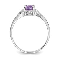 10K White Gold Polished 6x 4mm Oval Genuine February Amethyst Birthstone Ring view 2