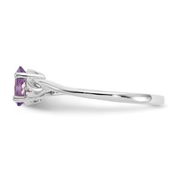 10K White Gold Polished 6x 4mm Oval Genuine February Amethyst Birthstone Ring view 3