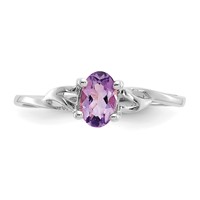 10K White Gold Polished 6x 4mm Oval Genuine February Amethyst Birthstone Ring view 4
