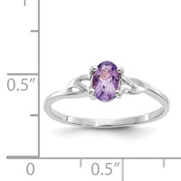 10K White Gold Polished 6x 4mm Oval Genuine February Amethyst Birthstone Ring view 5