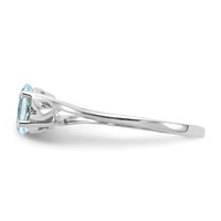 10K White Gold Polished 6x 4mm Oval Genuine March Aquamarine Birthstone Ring view 3
