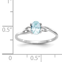10K White Gold Polished 6x 4mm Oval Genuine March Aquamarine Birthstone Ring view 5