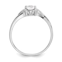 10K White Gold Polished 6x 4mm Oval Genuine April White Topaz Birthstone Ring view 2
