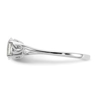 10K White Gold Polished 6x 4mm Oval Genuine April White Topaz Birthstone Ring view 3