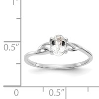 10K White Gold Polished 6x 4mm Oval Genuine April White Topaz Birthstone Ring view 5