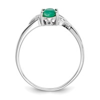 10K White Gold Polished 6x 4mm Oval Genuine May Emerald Birthstone Ring view 2