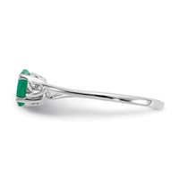 10K White Gold Polished 6x 4mm Oval Genuine May Emerald Birthstone Ring view 3