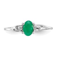 10K White Gold Polished 6x 4mm Oval Genuine May Emerald Birthstone Ring view 4