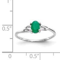 10K White Gold Polished 6x 4mm Oval Genuine May Emerald Birthstone Ring view 5