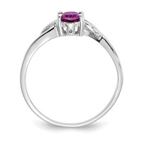 10K White Gold Polished 6x 4mm Oval Genuine June Rhodolite Garnet Birthstone Ring view 2