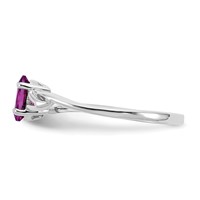 10K White Gold Polished 6x 4mm Oval Genuine June Rhodolite Garnet Birthstone Ring view 3