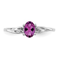 10K White Gold Polished 6x 4mm Oval Genuine June Rhodolite Garnet Birthstone Ring view 4
