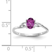 10K White Gold Polished 6x 4mm Oval Genuine June Rhodolite Garnet Birthstone Ring view 5